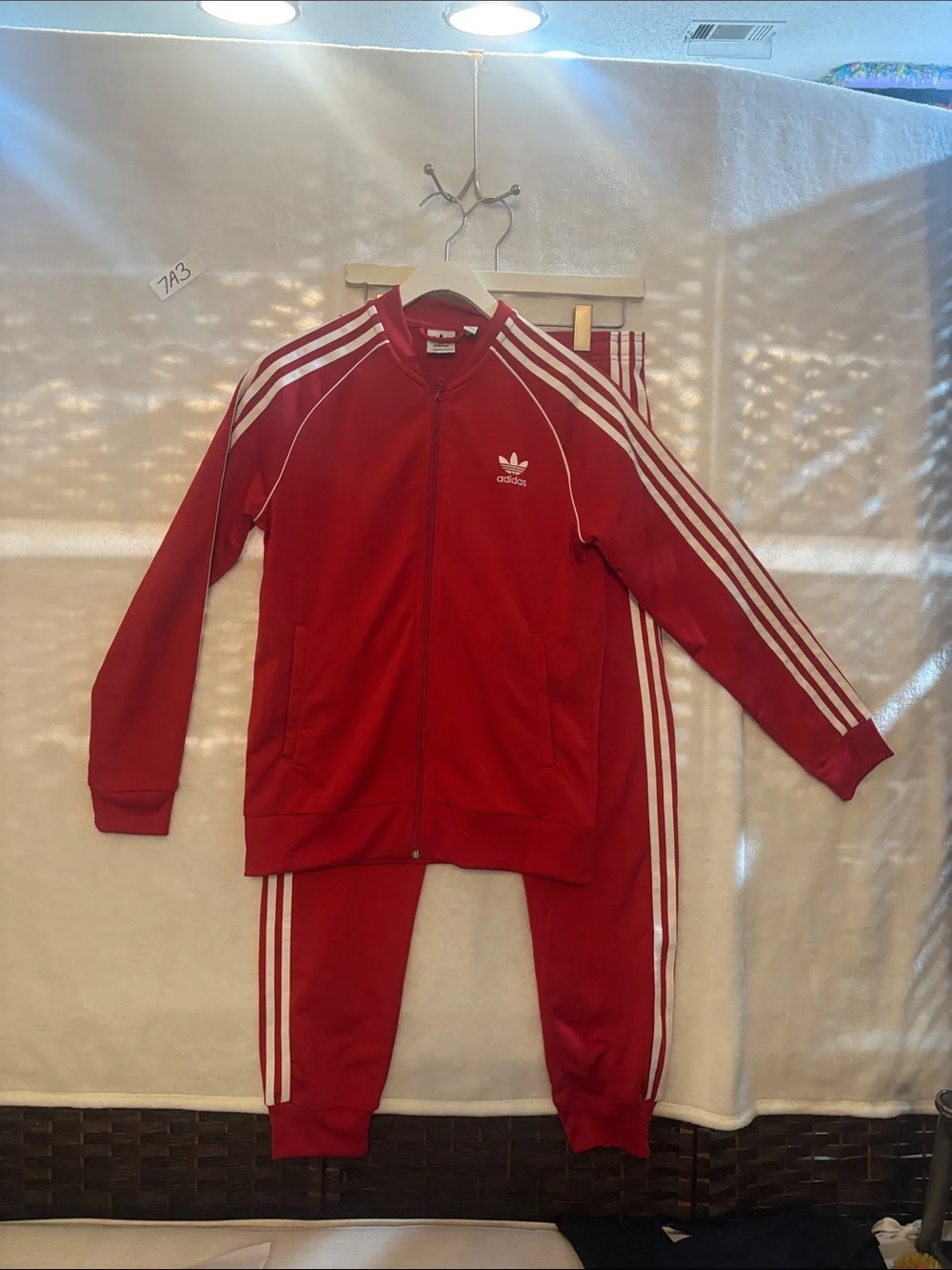 Adidas red tracksuit 13/14Y